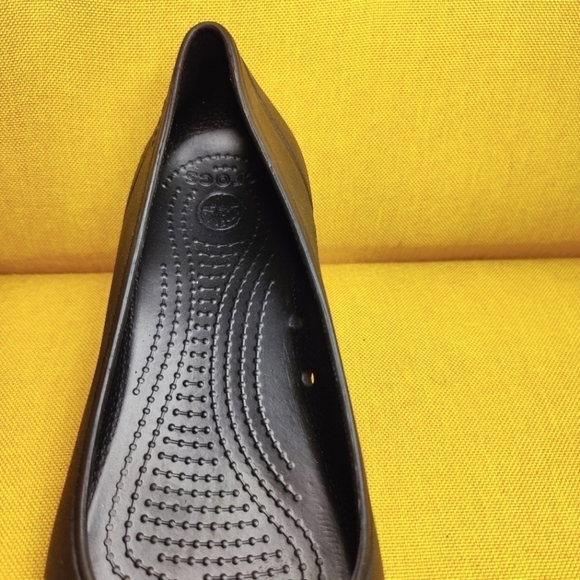 Crocs Patent Toe Black Ballet Flats Slip On Women's Shoes Size 7 - Picture 4 of 9